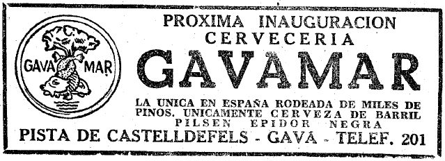 Anuncio de la inauguracin de la cervecera del Restaurante Gavamar de Gav Mar publicado en el diario LA VANGUARDIA (22 de Mayo de 1958)